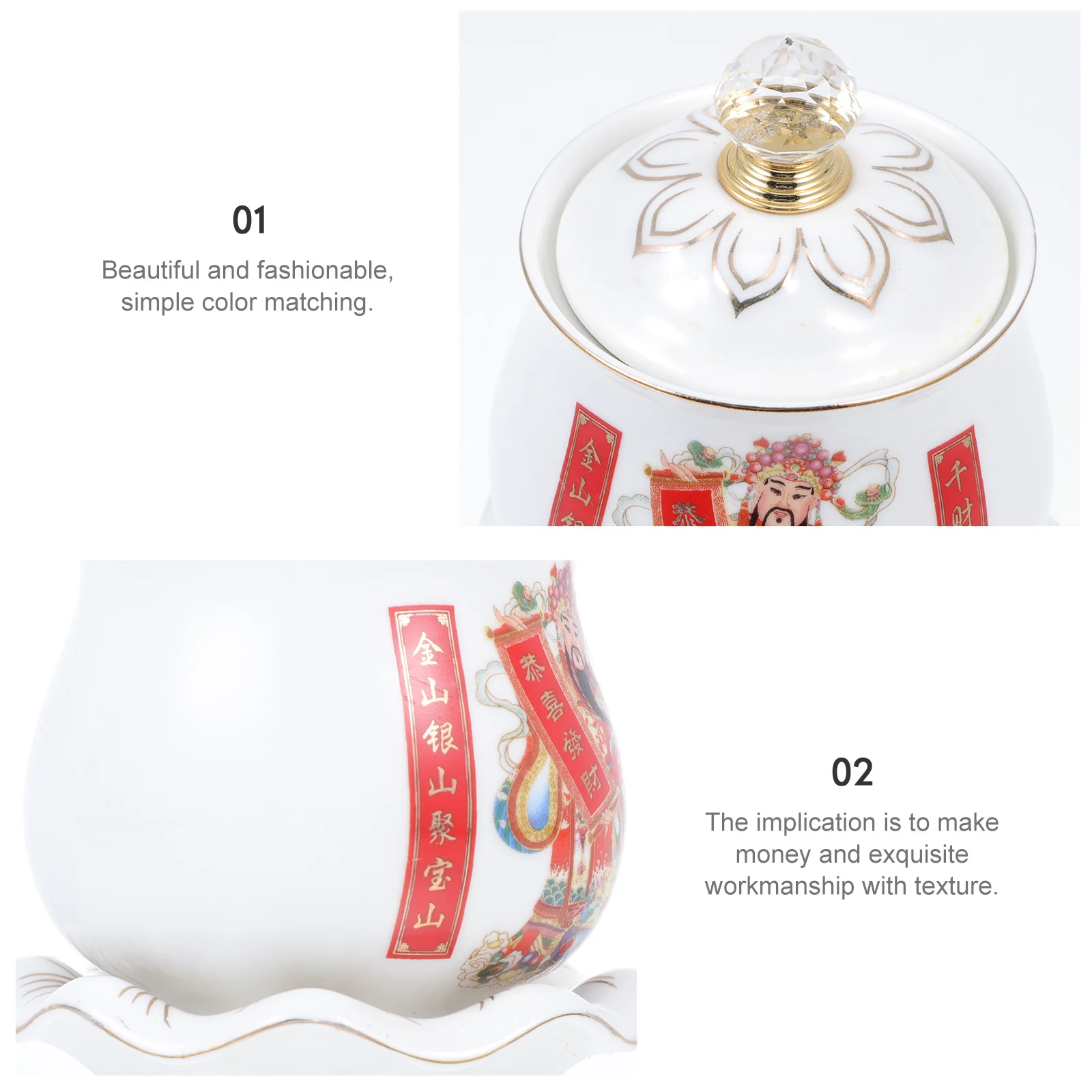 

Offering Cup Ceramic Material Chic Buddha Accessory Fine Workmanship Thick Polished Bottom Worship