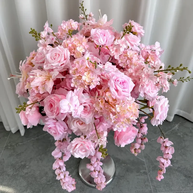 Hot Selling Silk Artificial Flower Wedding Centerpiece Table Garland Arrangement