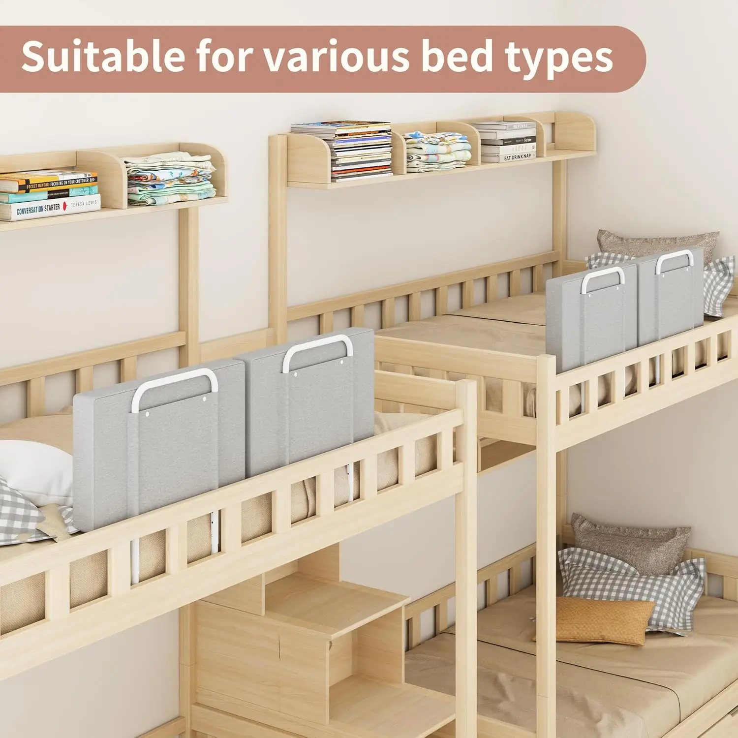 Riel de cama, riel de cama para niños pequeños, niños, adultos, rieles laterales de cama de 78,7 pulgadas para completas, Queen, King, Twin, litera, camas de dormitorio para evitar caídas,