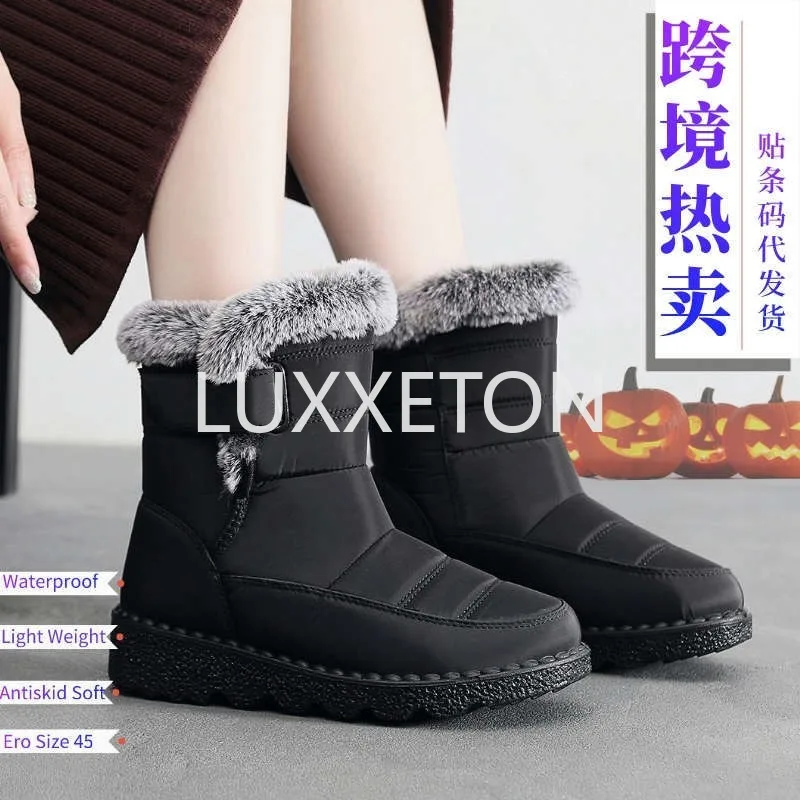 Women Boots New Winter Fashionable Warm Wool Waterproof Anti Slip Thick Soled Casual Warm and Wear Resistant Women Snow Boots