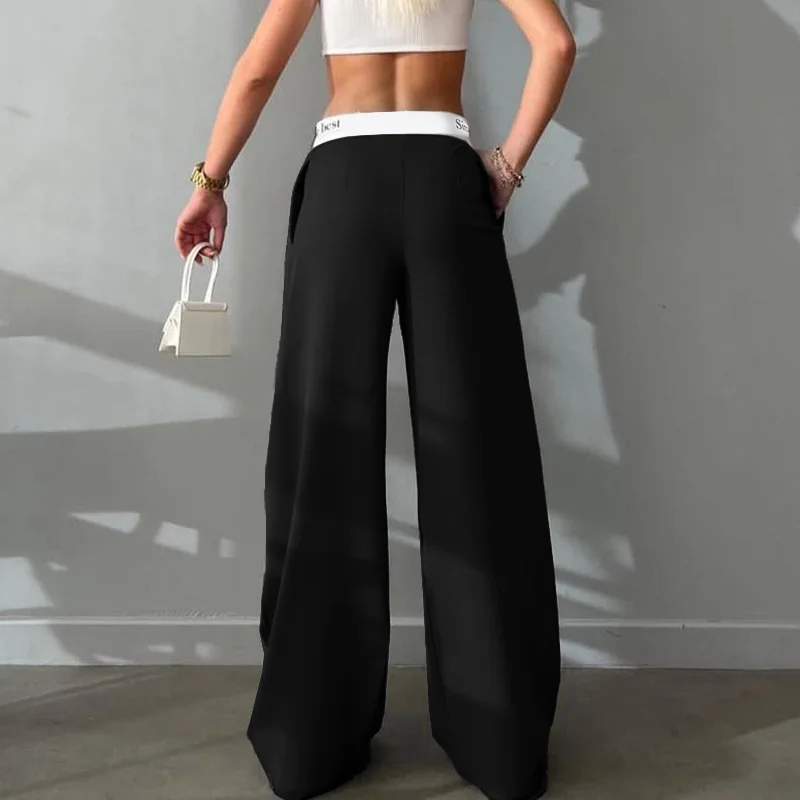 Casual Cargo Pants Women Straight High waist  Pants Fashion Slim Black Wide Leg Work Trousers Comfy XY23118SK