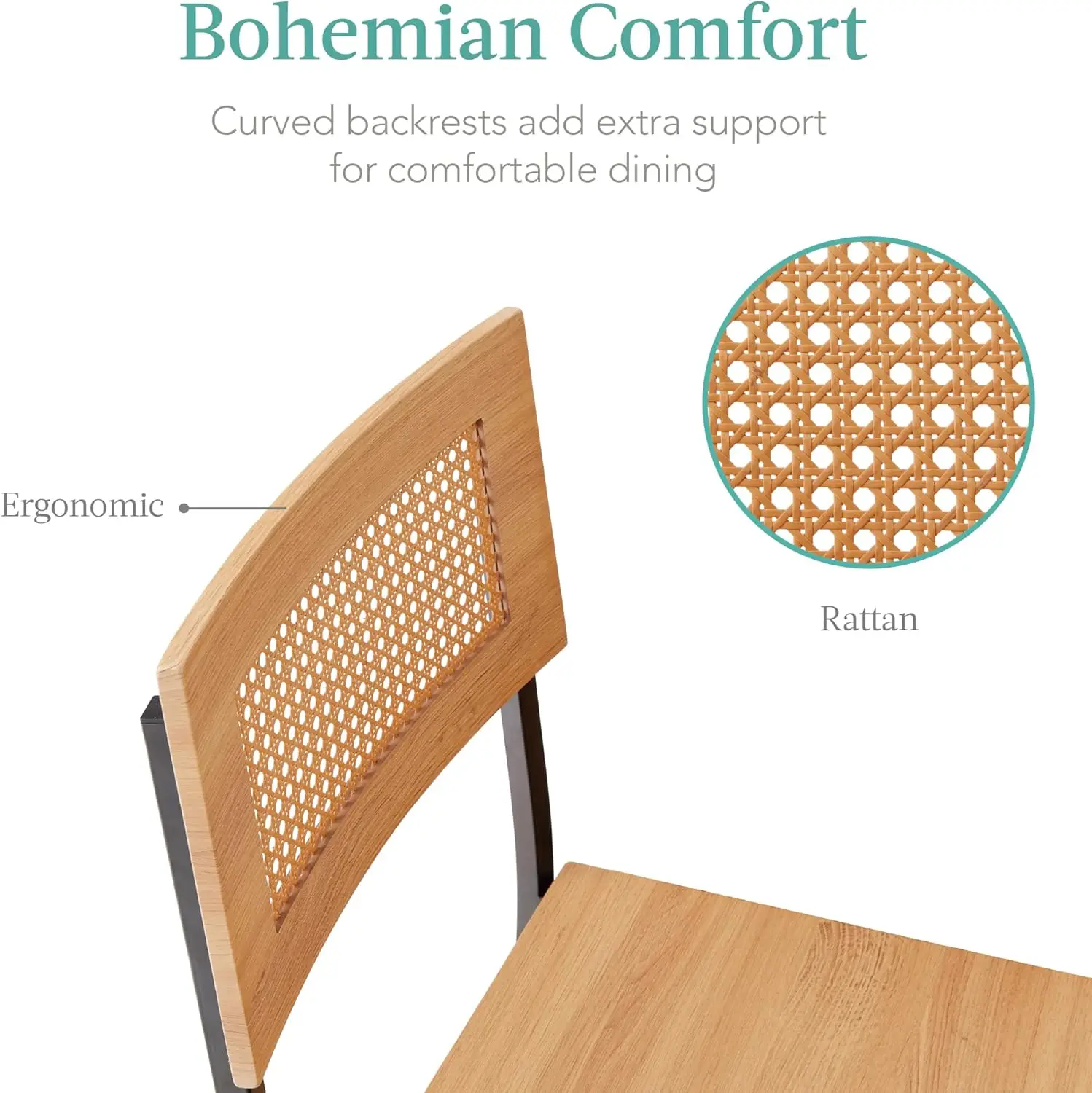 Juego de comedor de ratán, mesa de comedor bohemia de altura de mostrador para cocina para 2, comedor con estantes de almacenamiento ajustables, 3 piezas