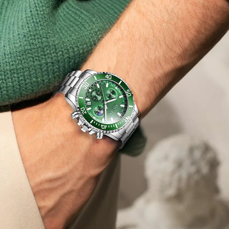 SOLLEN модные лучшие брендовые мужские часы водонепроницаемые спортивные кварцевые наручные часы из нержавеющей стали деловые светящиеся часы для мужчин reloj