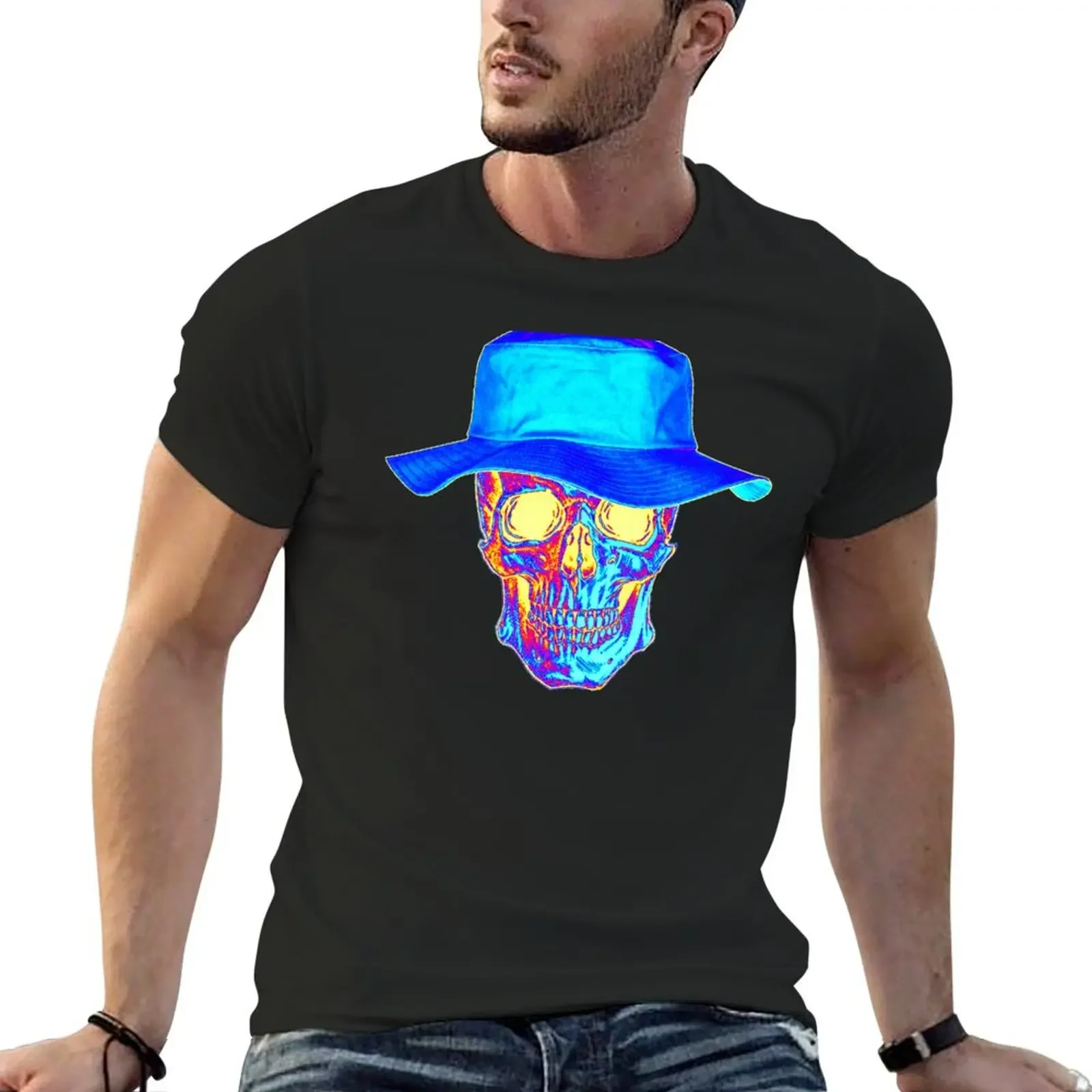 Blue Combustion Skull T-Shirt Short sleeve tee shirts graphic tees t shirts for men