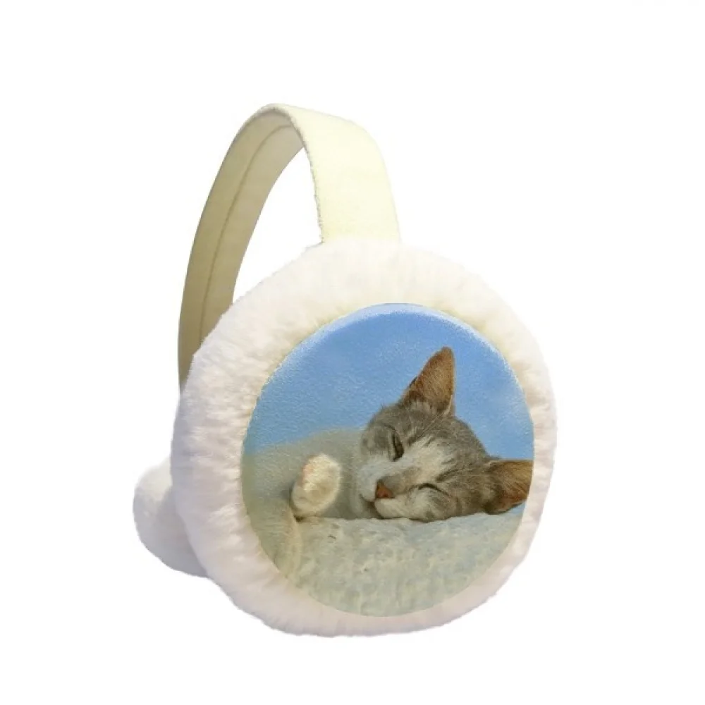 

Kitty Cat Pet Relax Sleep Animal Adorable Winter Ear Warmer Cable Knit Furry Fleece Earmuff Outdoor