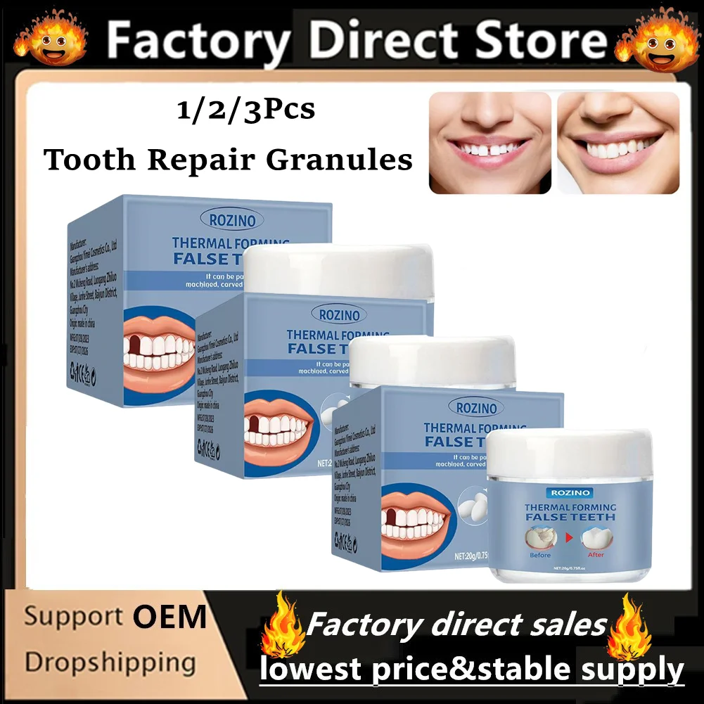 Moldable Fake Teeth Repair Filling Granules Solid Gel Temporary Teeth Replacement Kit For Tooth Filling And Restoration 1/2/3Pcs