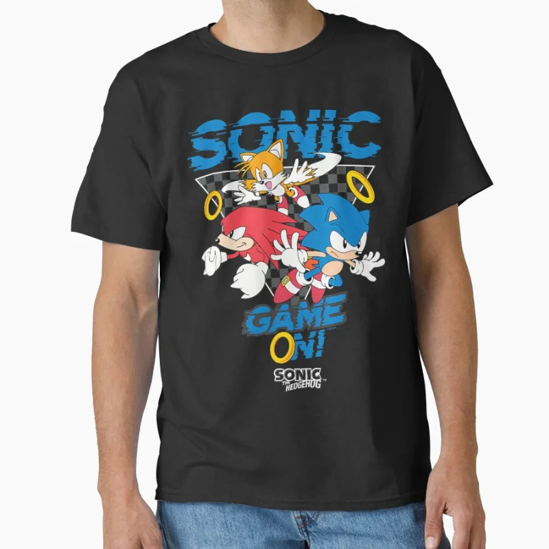 

Vintage Video Game Sonic Shadow the Hedgehog Gift T shirt for man Large size Tops Anime Graphic Print Y2k Clothes Cartoon Tee