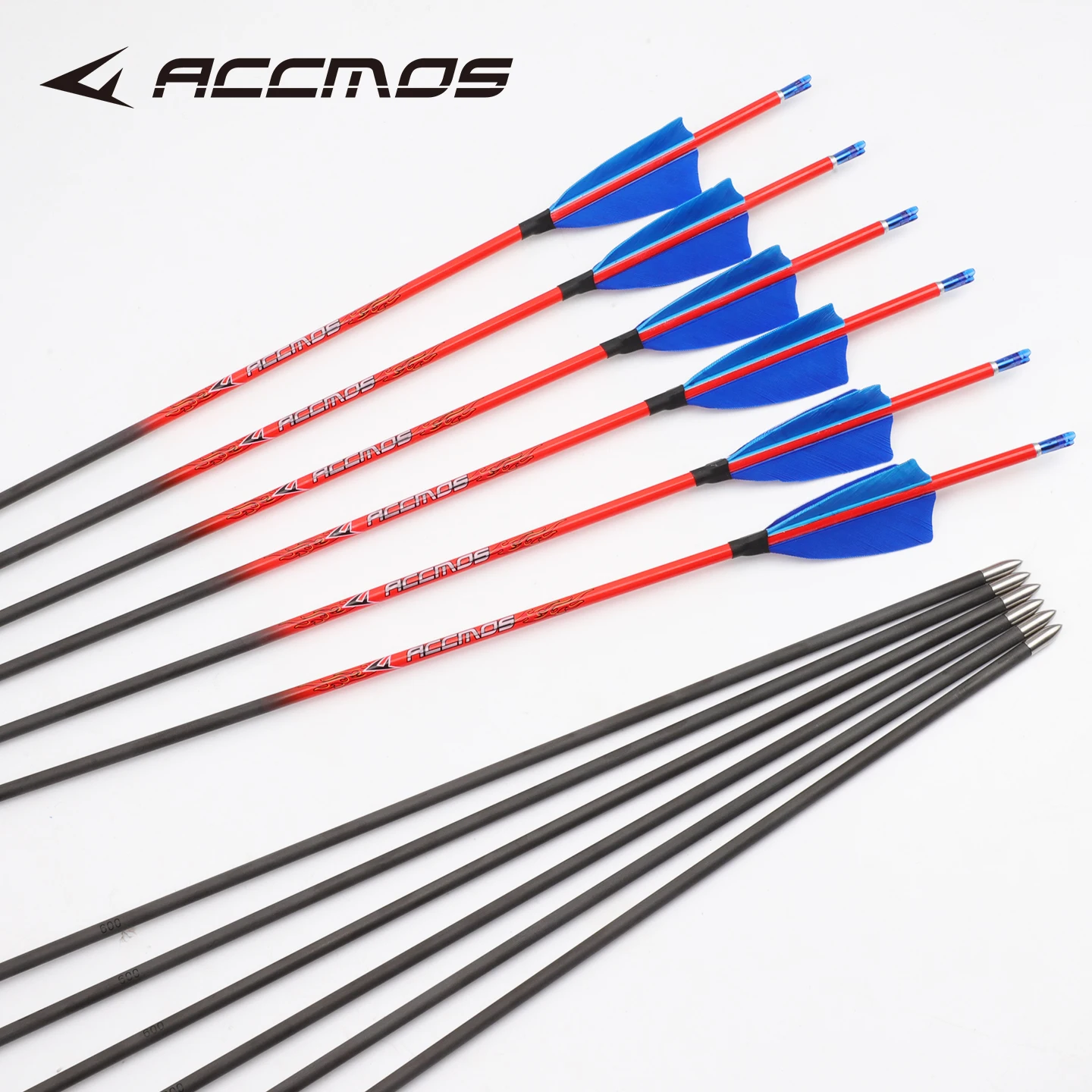 

6/12pcs Complete Arrows ID4.2mm Pure Carbon Arrows Spine400 500 600 700 800 900 1000 for Archery Target Shooting Competition