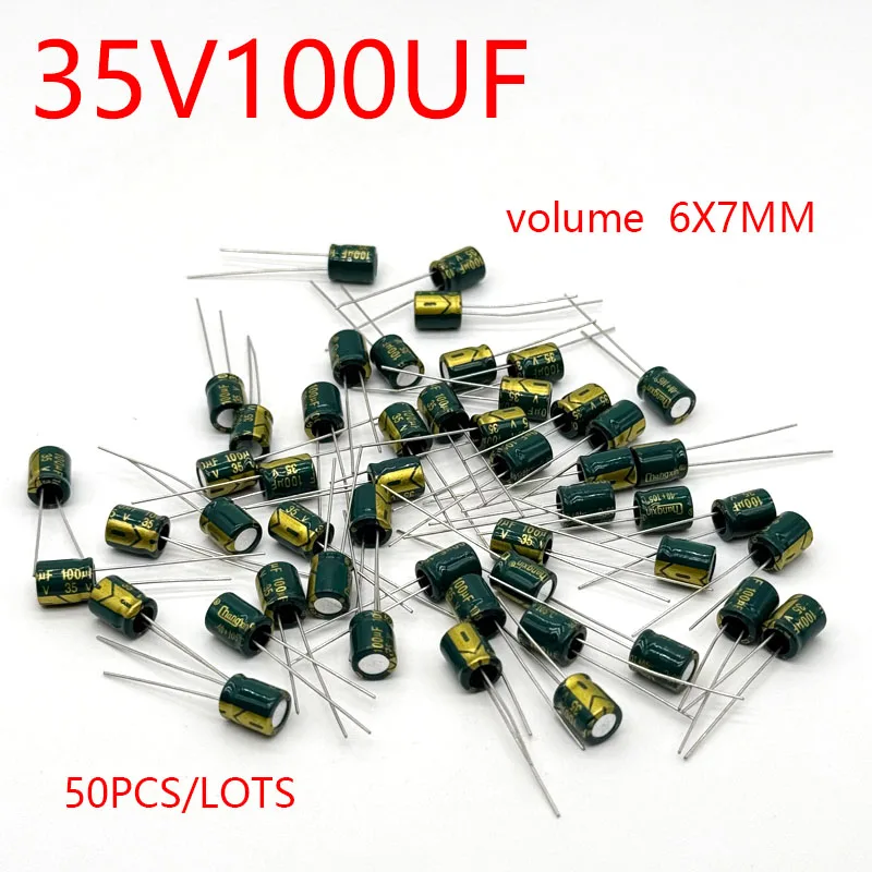 

50pcs/lots 35V100UF 6*7 high frequency low impedance aluminum electrolytic capacitor 100uf 35v