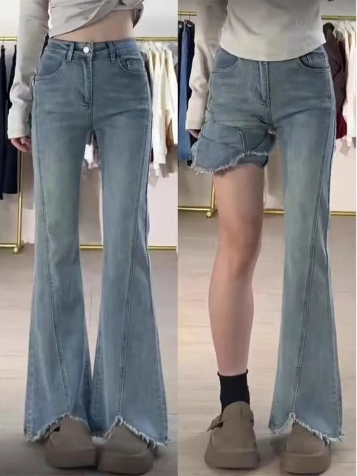 

Retro Large Size Women's Jeans High Waist Wide Leg Pants Fringe Design Slimming Jeans for plus Size Ladies Spring Summer Autu...