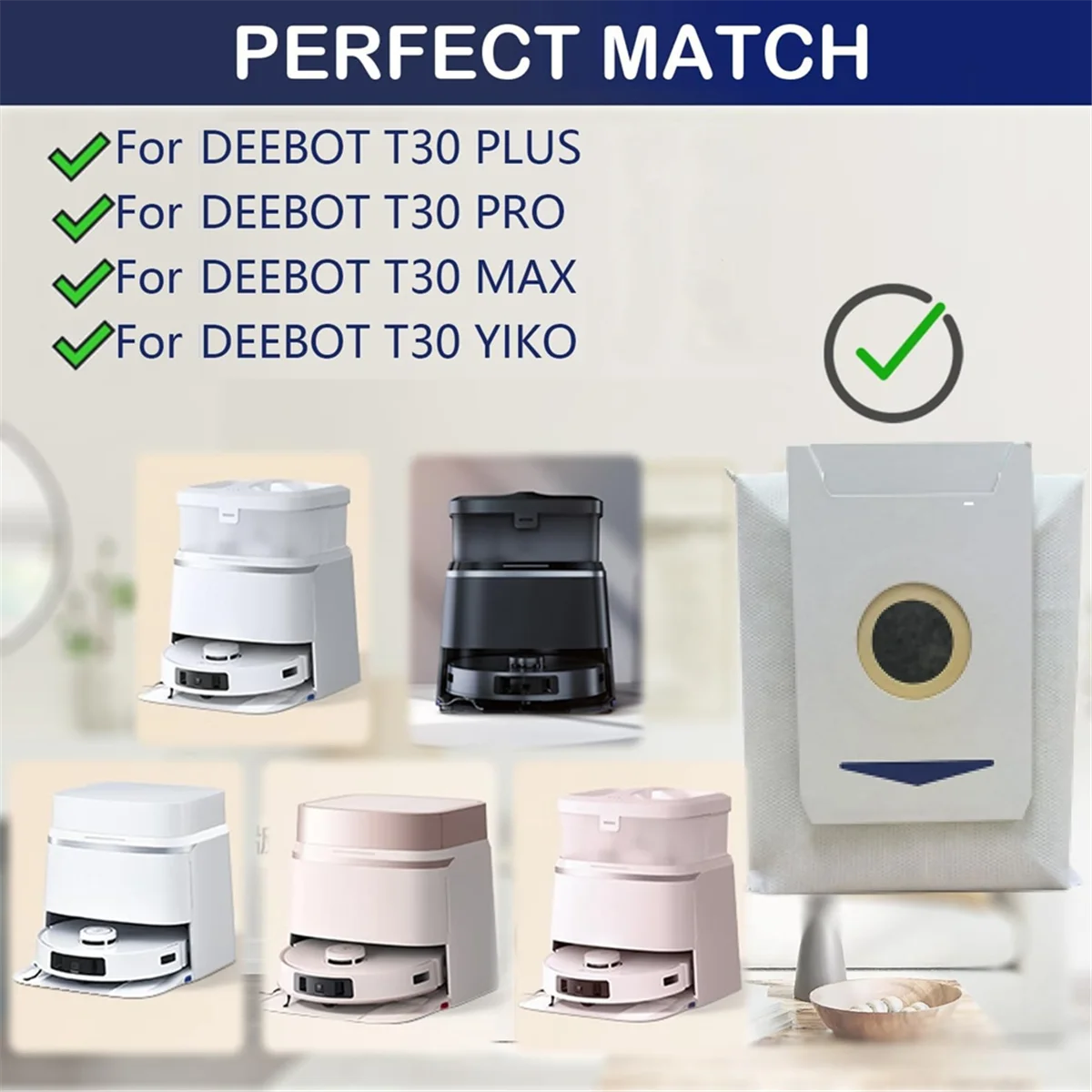 أكياس الغبار FZFZ لقطع غيار المكنسة الكهربائية T30/T30 PRO/MAX/PLUS/YIKO/T30PRO/T30MAX/T30PLUS/T30YIKO