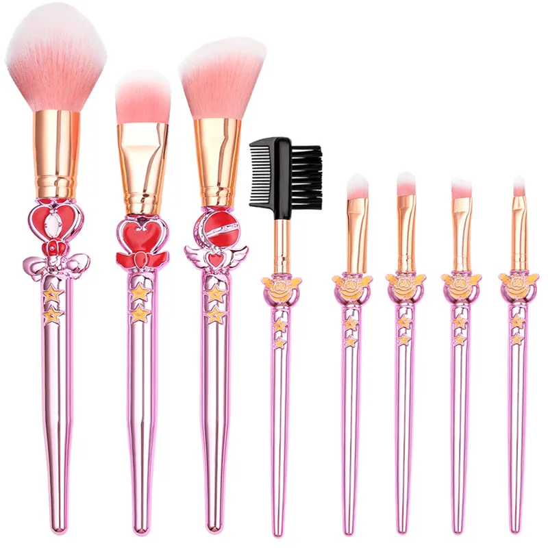 Kawai Gift Sailor Moon Makeup Brushes Card Captor Sakura Foundation Powder Blush Eyelash Lip Makeup Brush Cosmetic Tool Kit