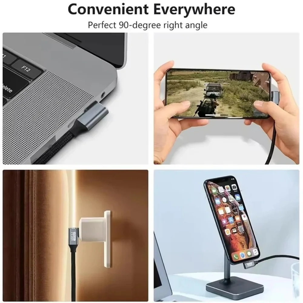 100W PD 5A USB C 3.1 Gen2 Male to Female Extension Cable 90 Degree Angle 10Gbps Data Transfer Fast Charging Extender Cord Cables - view 6