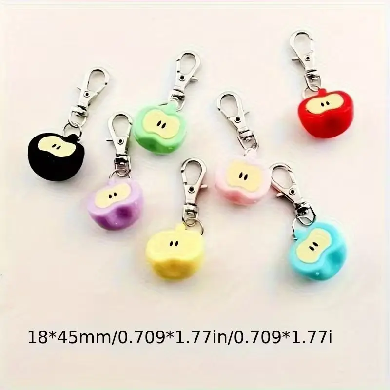 7pcs resin simulated Apple keychain, suitable for bag and phone accessories, the best choice for gifts view 6
