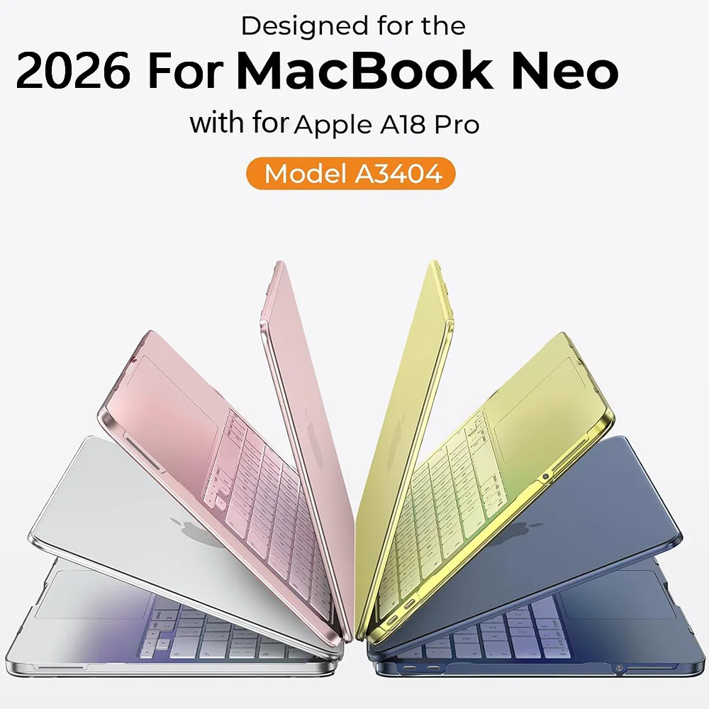 Crystal Clear Laptop Case For Macbook Neo 13 A3404 Case Mac Book Neo A18 Pro Chip 2026 Scratch Resistant Protective Cases Cover