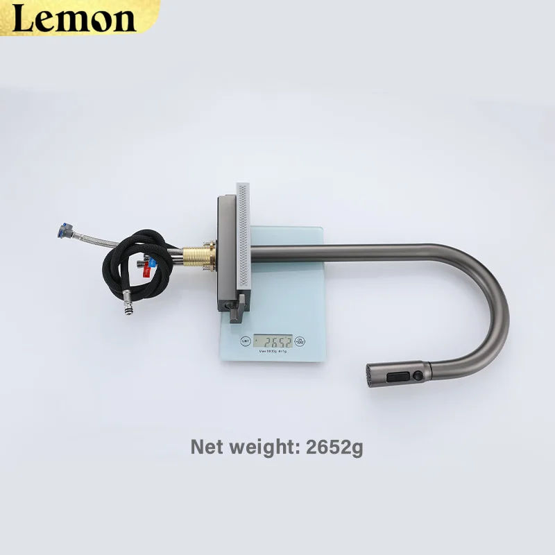 Kitchen pull-out stainless steel faucet, pull-out design, multi-functional pressurized spout, hot and cold dual control
