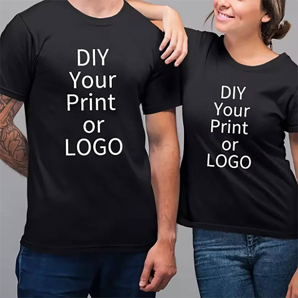 180g Custom Women Men Customised Printed 100% Cotton Short Sleeve Your Logo Photo Brand Text Tee Personalize Graphic Clothing