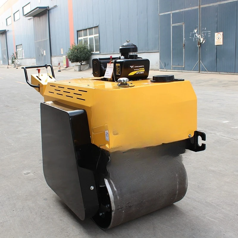 Small walking two-wheel roller, asphalt lawn compactor, diesel  micro roller
