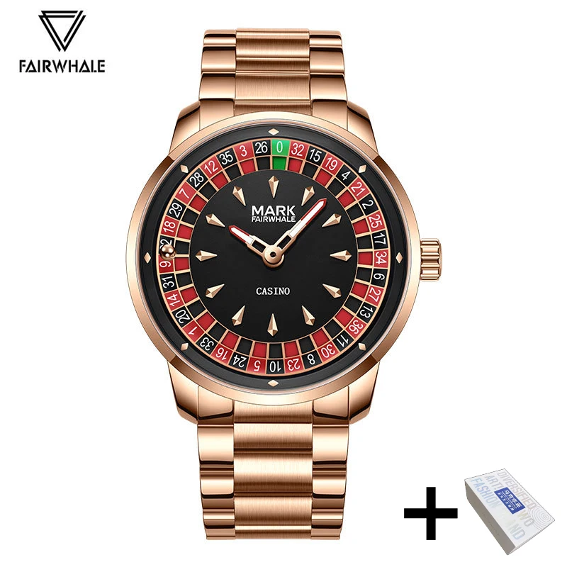 

Mark Fairwhale Original Watch For Men Luxury Steel Rose Clock Man Fashion Casual Fun Roulette Design Quartz Wristwatch Hot Sale