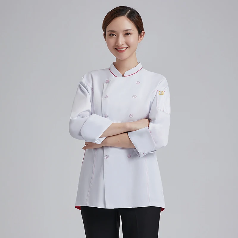 Chef Uniform For Women Jacket Cooking Clothes Kitchen Shirt Suit Waitress Food Service Coat Girl Personalized Works Custom Logo