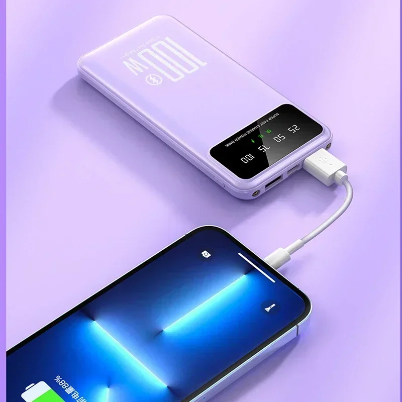 2025 New  50000mAh 100W Super Fast Charging Power Bank Portable Charger Battery Pack Powerbank for iPhone Huawei Samsung