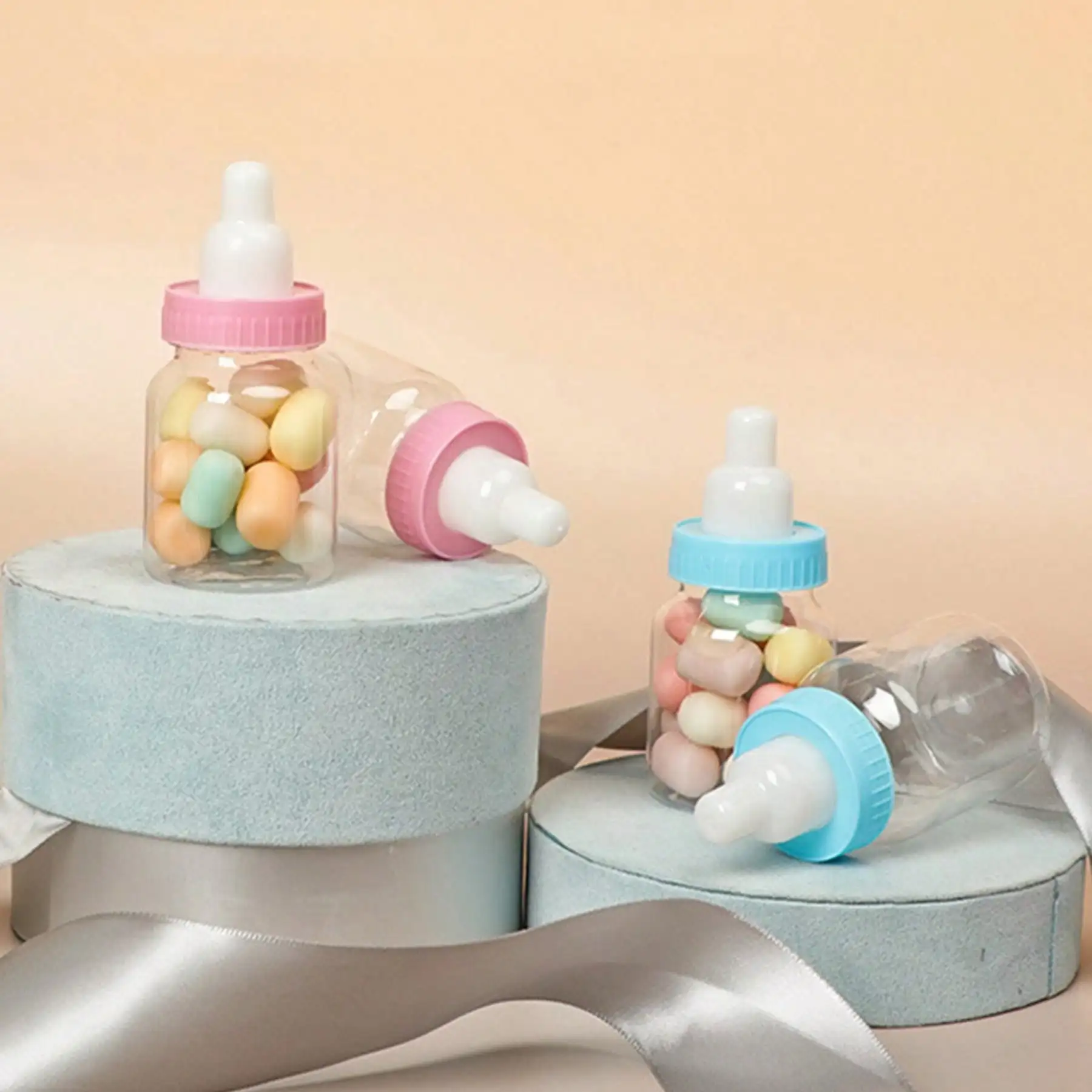 6 Stück Babyflaschen-Geschenkboxen mit Bären-Ausschnitten, Plastik-Babyflaschen für Gender-Reveal-Party-Dekorationen – Detail 3