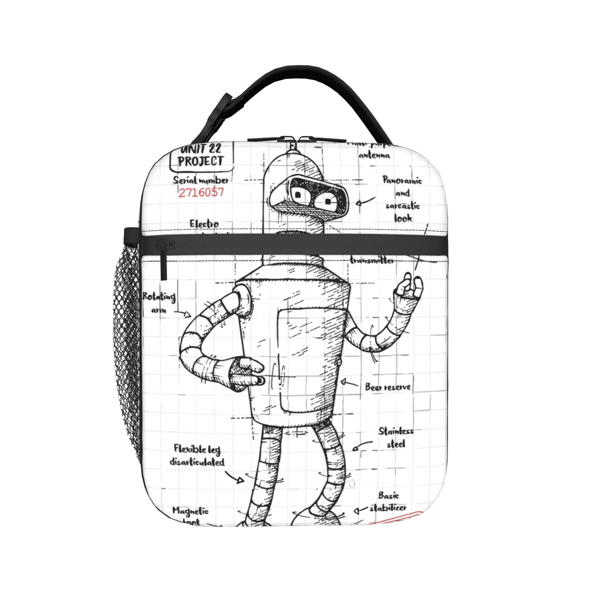 Futuramaed Benders Cartoon Comic Merch Insulated Lunch Tote Bag For Work  Food Storage Bag Portable Cooler Thermal Lunch Boxes