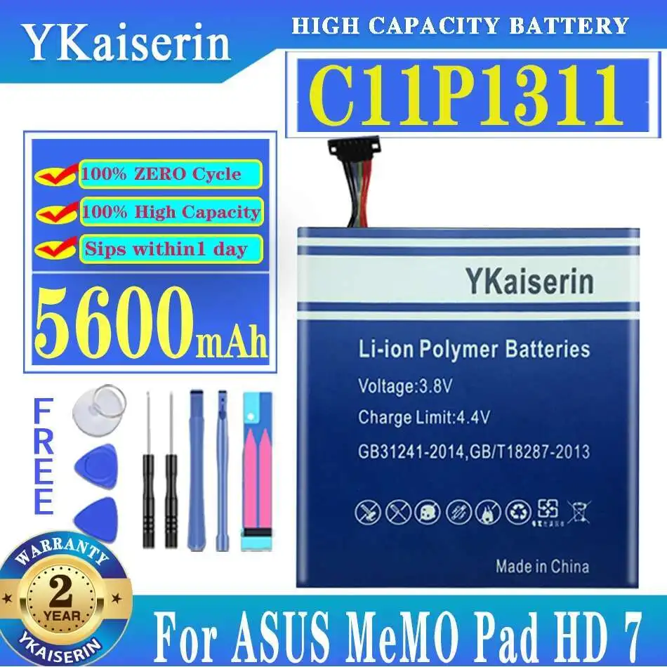 

For Asus Memo Pad HD 7 ME175KG Dual Sim HD7 ME175 5600Mah Tablet Battery C11P1311 Long-Lasting