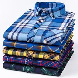 New 8XL plus size men's shirt 100% cotton four seasons can wear business casual social ironing fashion classic plaid brushed