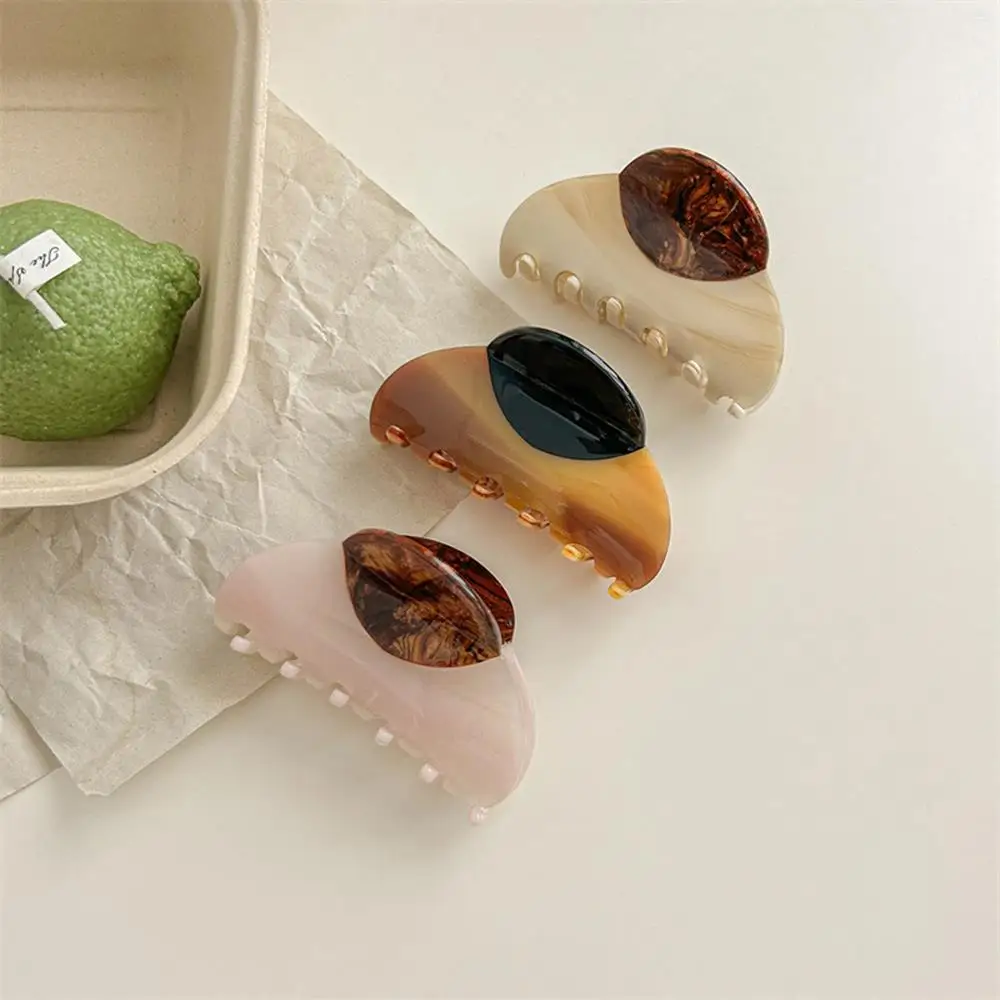 

1Pcs DIY Two-Tone Hair Clip With Wood Grain Spliced Acetic Acid Shark Clip Thick Geometric Marbled Design Hair Accessories