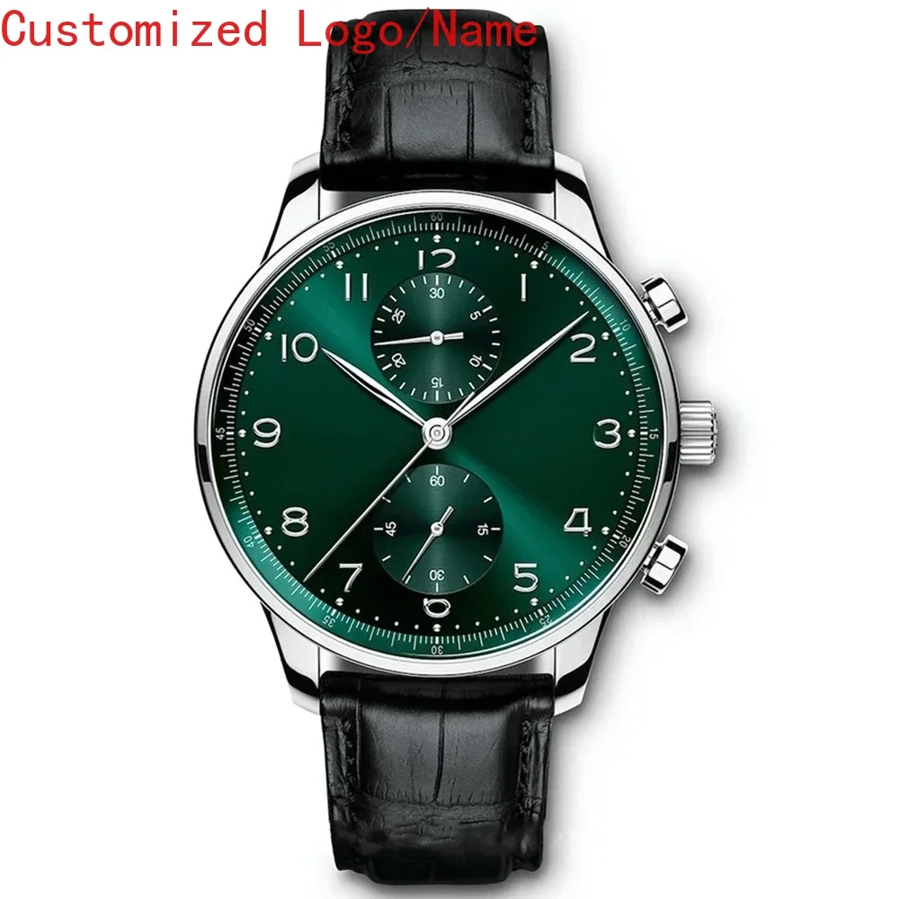 ساعة ميكانيكية أوتوماتيكية فاخرة للرجال ساعات ستانلس ستيل برتغالية لون ذهبي وردي أسود أزرق جلد مينا بيضاء #4