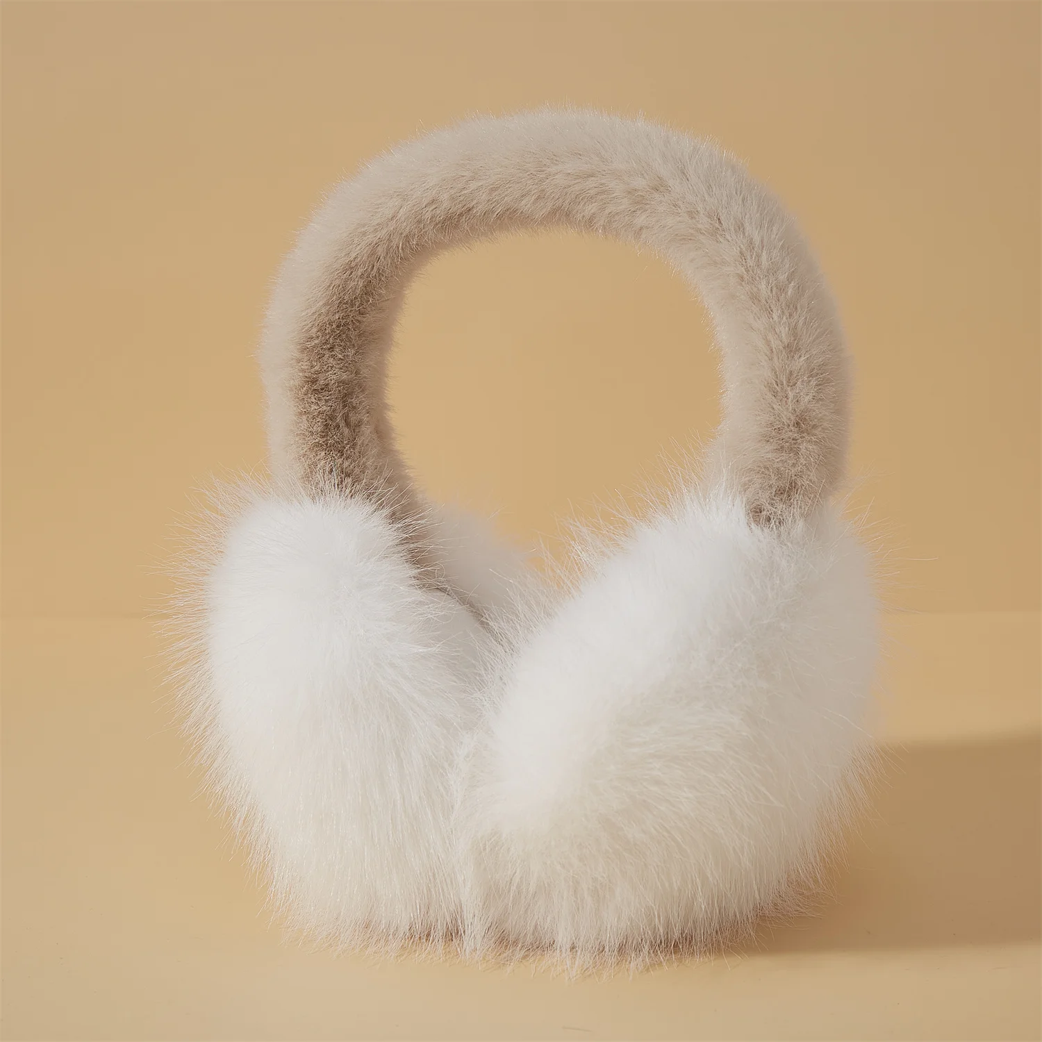 Trendy Contrasting Brown Earmuffs 2025 Innovative Cute Colorful Art Matching Imitation Fox Fur Earmuffs for Woman Girl Winter