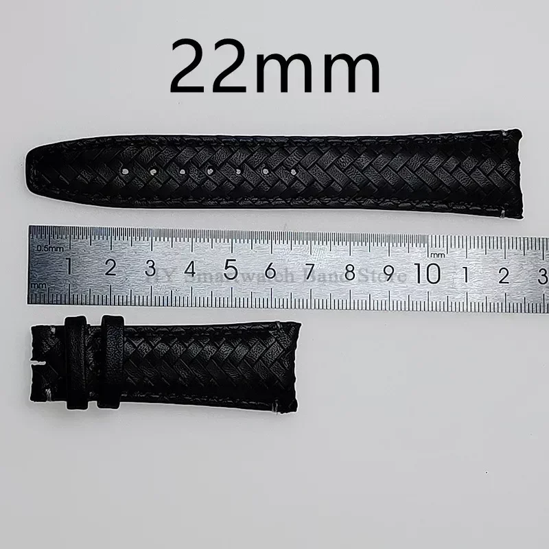 20mm 22mm Leather Watch Strap for IWC Pilot Series 371614/503312 Curved End Flat Wrist Band Metal Folding Clasp Braided Bracelet