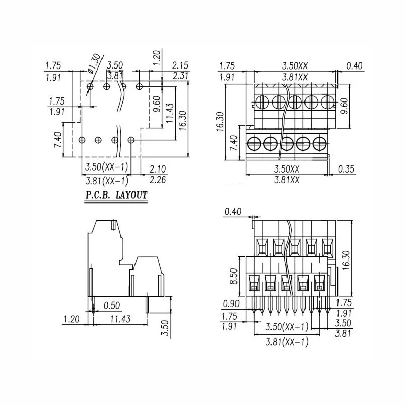 100PIN 3.5mm DG381B 2P 3P PCB CONNECTOR UNIVERSAL SCREW TERMINAL BLOCKS KF128H MKKDS1/-3.5 PHOENIX WJEK350 CONTACT EK350V4R  MB3