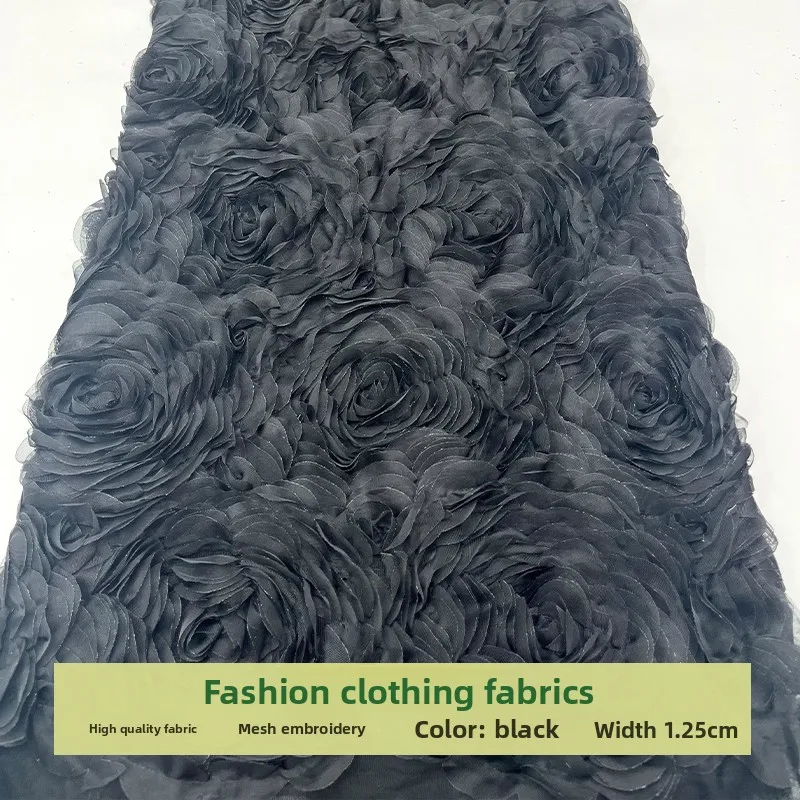 

Lace Mesh 3D Big Flower Jacquard Fashion Fabric for Wedding Dress Clothing Design Diy Cloth By The Yard Sewing Material