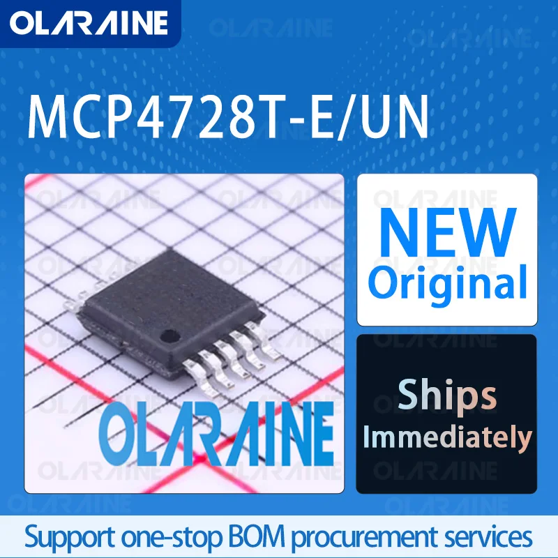 

1/5/10Pcs MCP4728T-E/UN MSOP-10 Original IC Chip Digital-to-Analog Converter - DAC RoHS 4 Channel 2-Wire, I2C Voltage 5.5 V