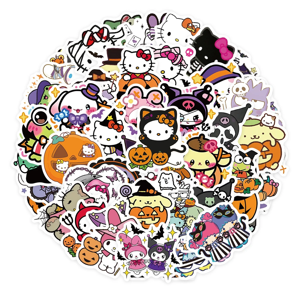 10/30/50pcs Halloween Sanrio Anime Stickers Aesthetics Cartoon Sticker Decoration Scrapbooking Luggage Laptop Kawaii Decal Gift