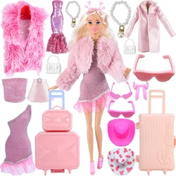 Girl Plush Clothes For Doll Dress Mermaid Blouse Pants Outfit Leather Jacket Costume For Doll Accessories Suitcase Kids Toy Gift