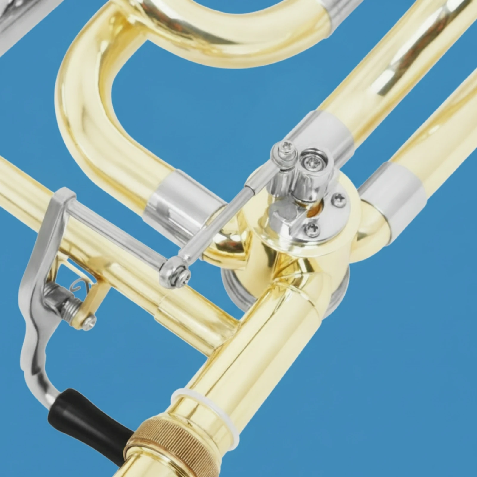 Slide Trombone with Hard Case Two-Tone Slide Trombone with Case Brass Instrument Straight Portable for Students, Lessons