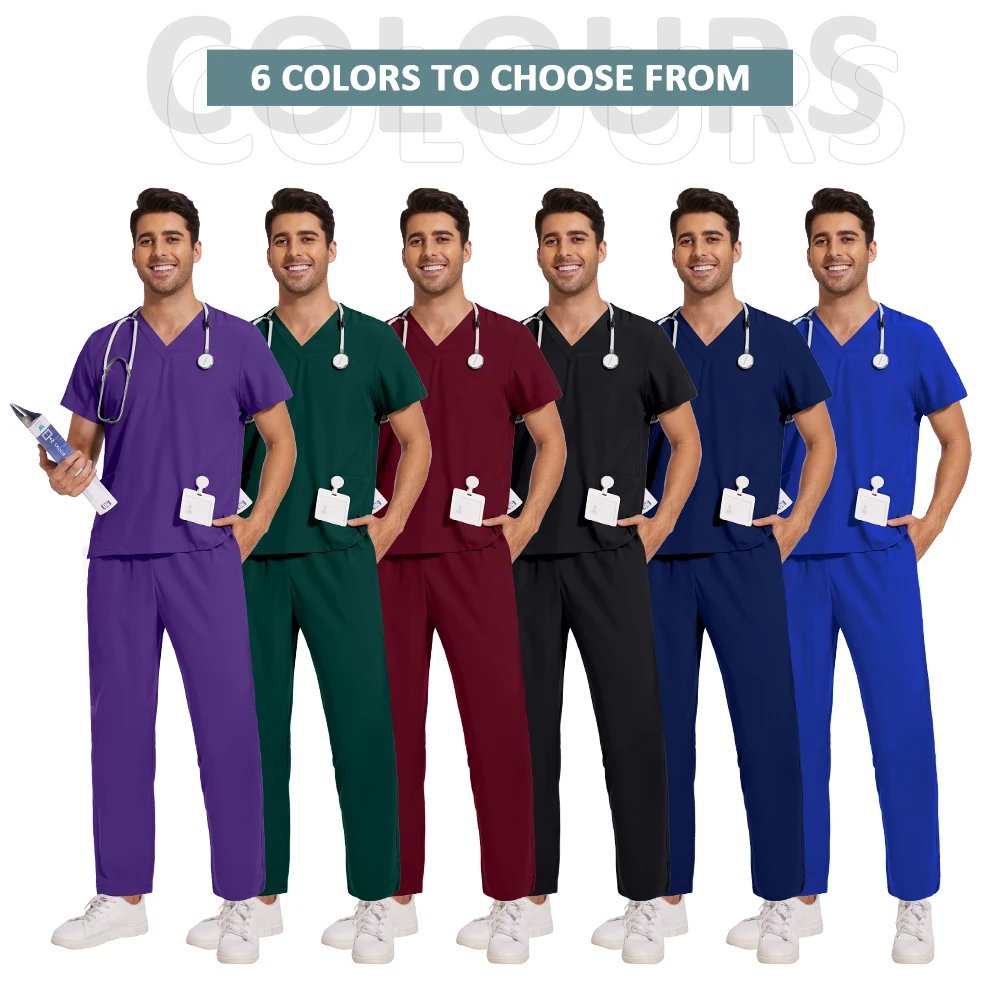 Uniforms Men V-Neck Medical Nurse Work Clothes Uniform Hospital Clinic Scrub Sets Nurses Accessories Short Sleeved Top Pants Set