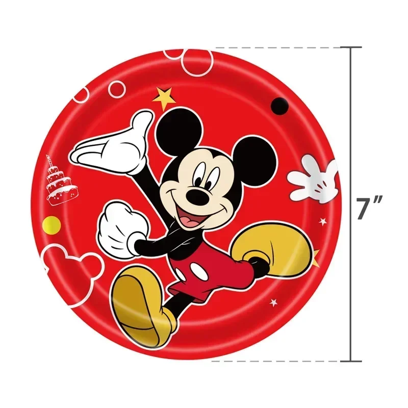 Disney Children\'s Birthday Party Mickey Mouse Black and Red Theme Flag Pulling Balloon Decoration Disposable Tableware Supplies