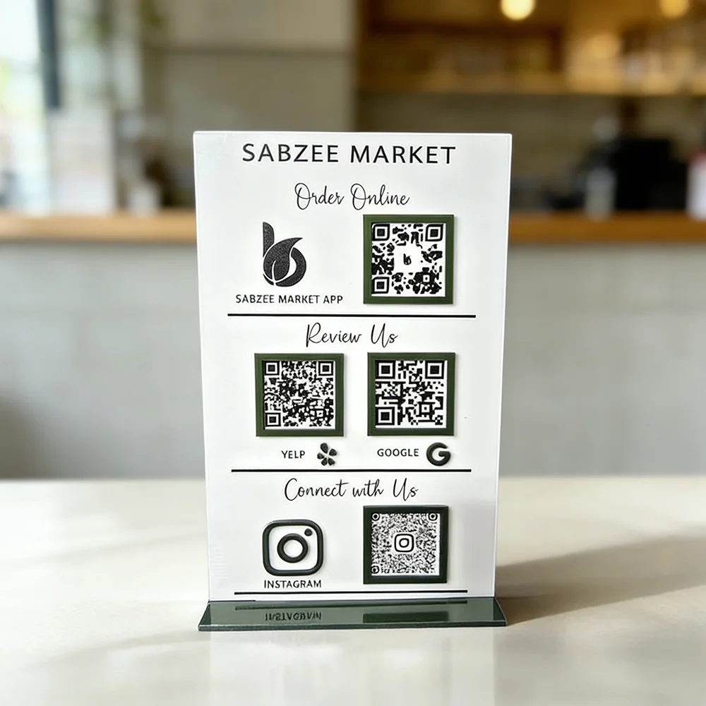 Personalized Custom Acrylic Qr Code Business Sign Social Media Review Menu Payment Business Counter And Promotional Display