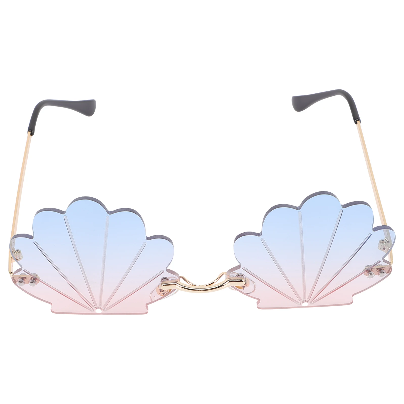 

Gold Frame Fashion Metal Party Adults Seashell Rimless Colored Rimless Sunglasses For Women 90s Women Gifts
