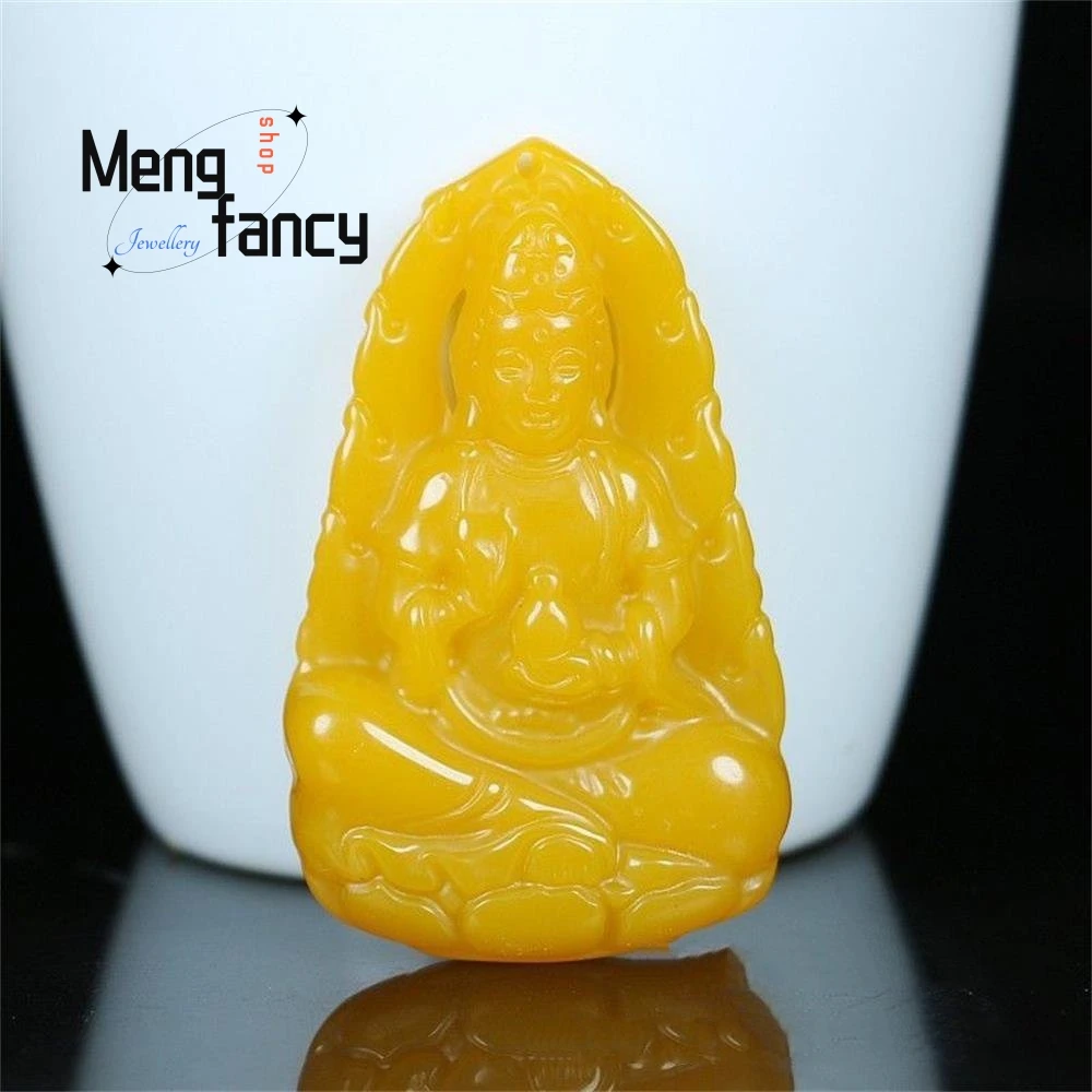 

Natural Hotan Jade Qiemo Blue Smoke Purple Guanyin Bodhisattva Hollow Pendant National Style Buddhist Amulets High-grade Jewelry