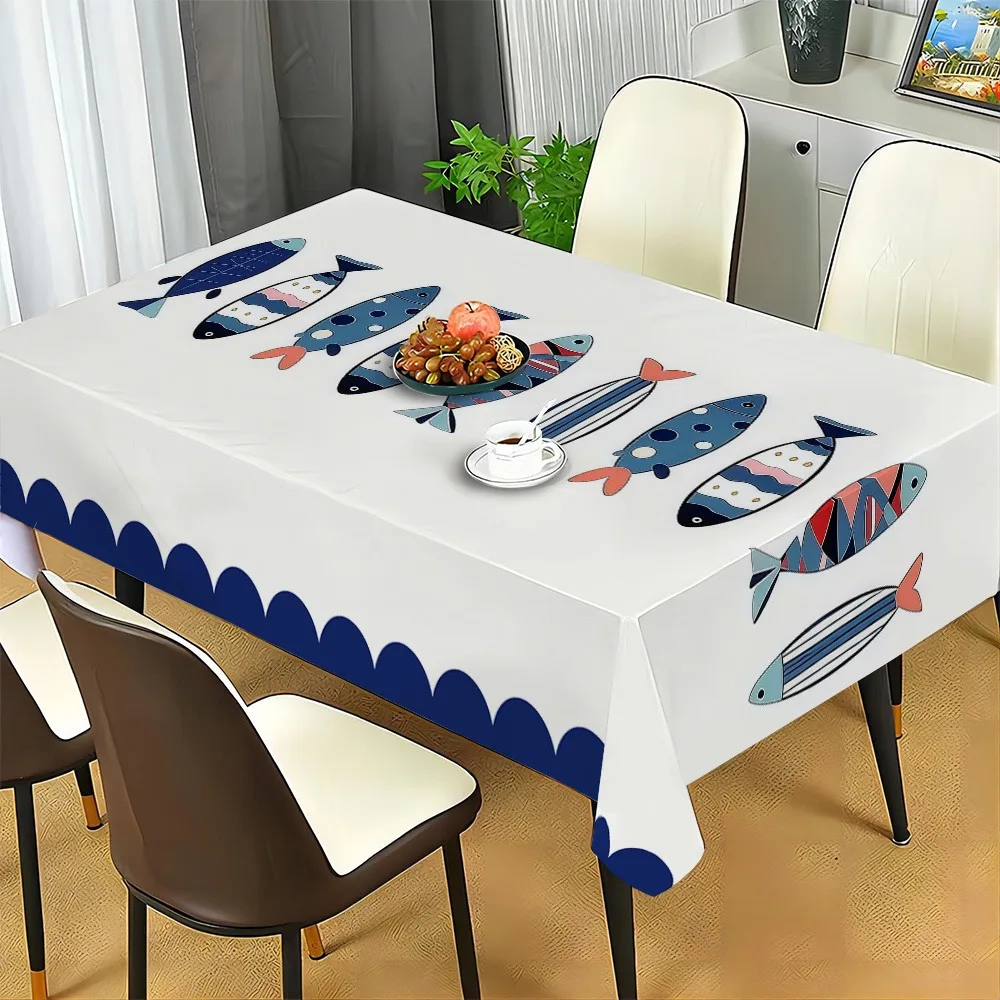 One tablecloth, a cute fish-patterned tablecloth, a simple printed rectangular tableclothZYC