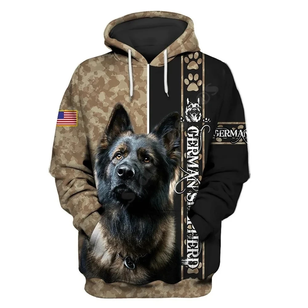 New Men's Spring and Autumn Casual Hoodie Pet German Shepherd 3D Printed Hoodie Neutral Fashion Street Casual Sportswear K0100