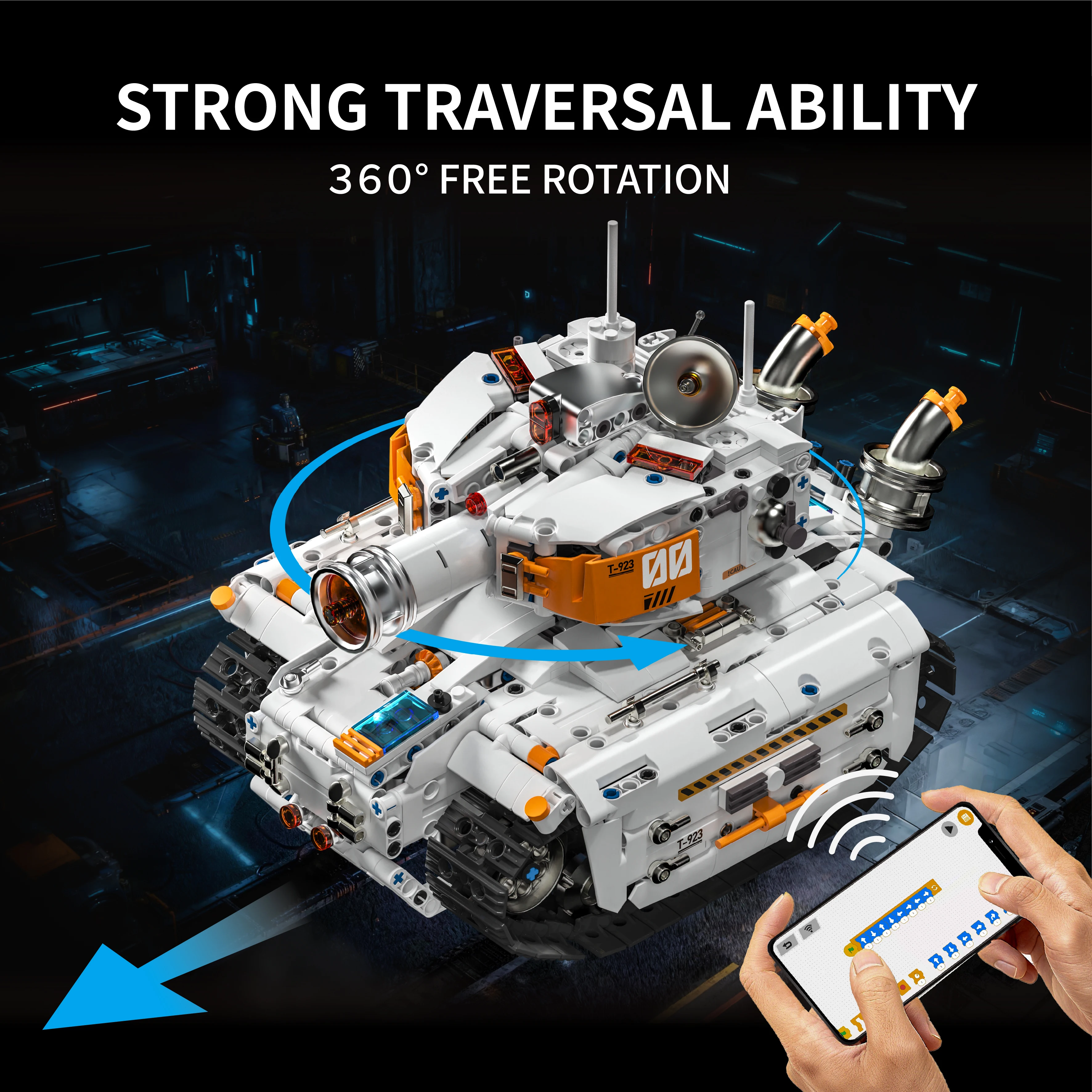 H1011 RC modelo de carro tanque escavadeira de engenharia de transformação de forma dupla - menino e menina blocos de construção brinquedo presente