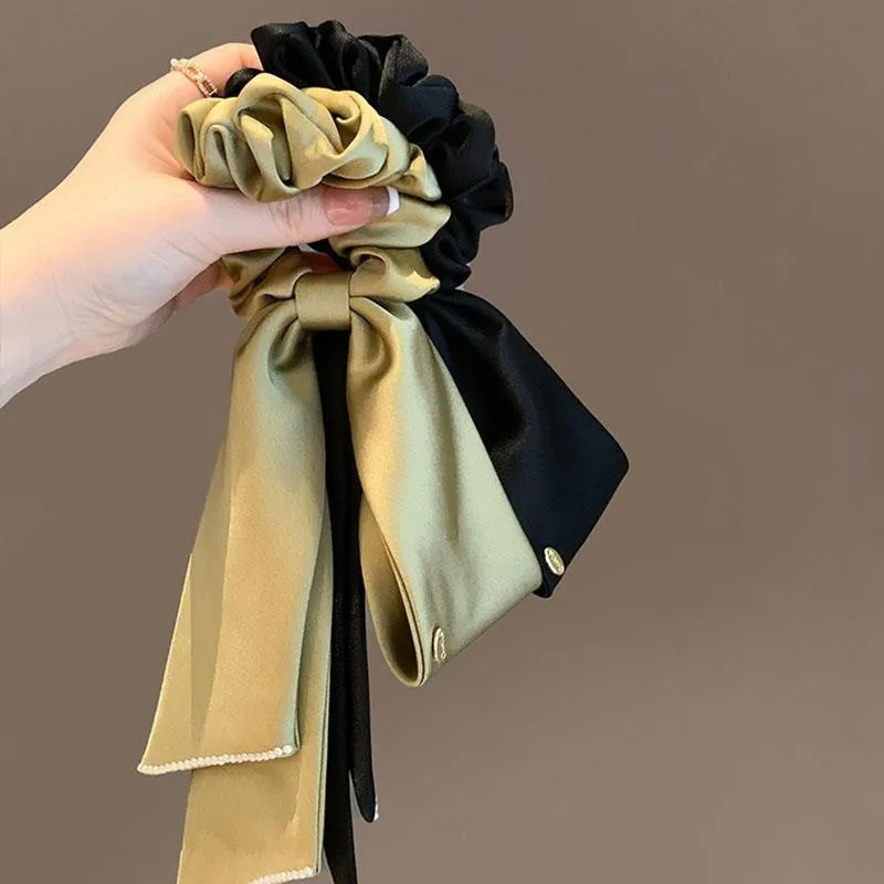 Elegant Princess Style Satin Scrunchie French Bow Hair Ties - Butterfly Bow Hair Accessories for Women