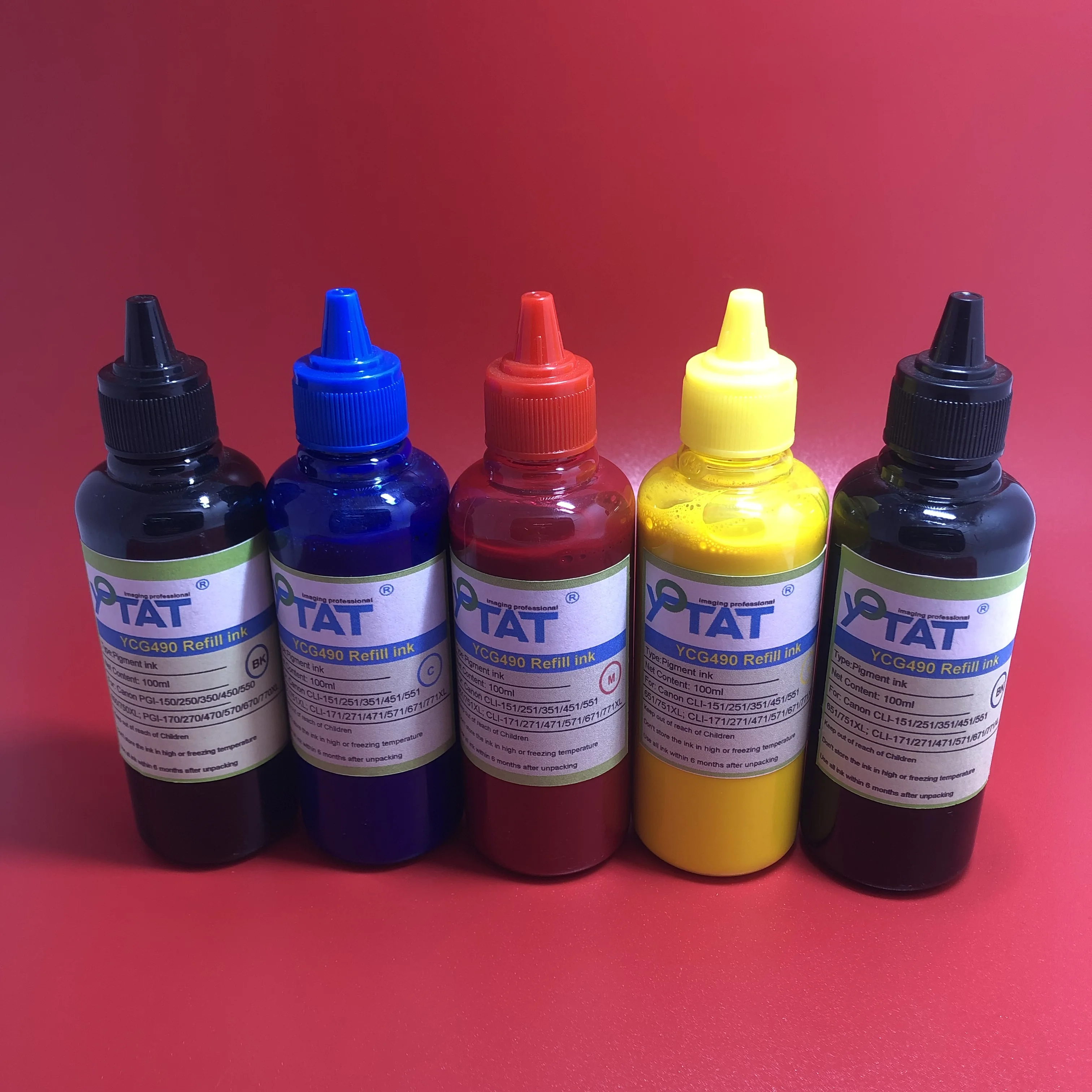 5×100ml Pigment Ink for Canon PGI-150 PGI-250 BCI-350 PGI-450 PGI-550 PGI-650 PGI-750 PGI-170 BCI-370 PGI-470 PGI-570 PGI-670