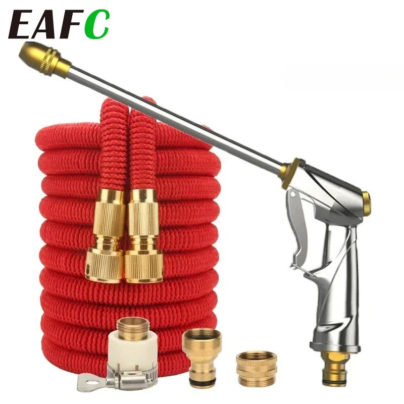 

Регулируемый набор для полива сада EAFC: шланг высокого давления, расширяемый садовый шланг, двойной металлический соединитель, инструмент для очистки